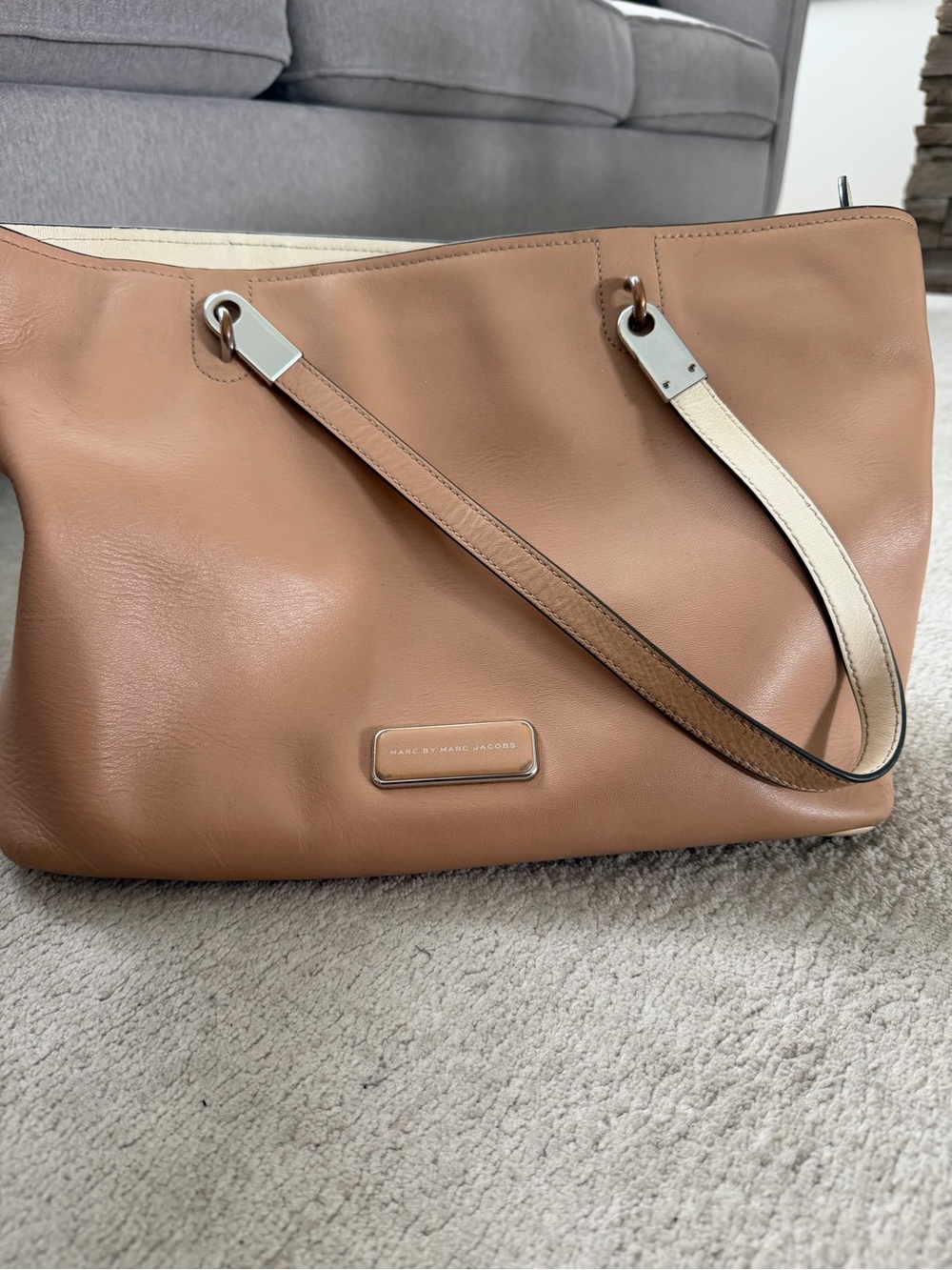 Marc by Marc Jacobs Tan Leather Shoulder Bag with Cream Trim